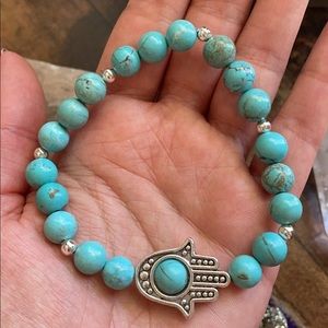 Turquoise Bracelet with Hamsa Hand